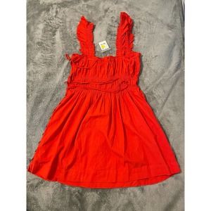 Free People - ruffled mini Dress / color: Red / size : L / NwT